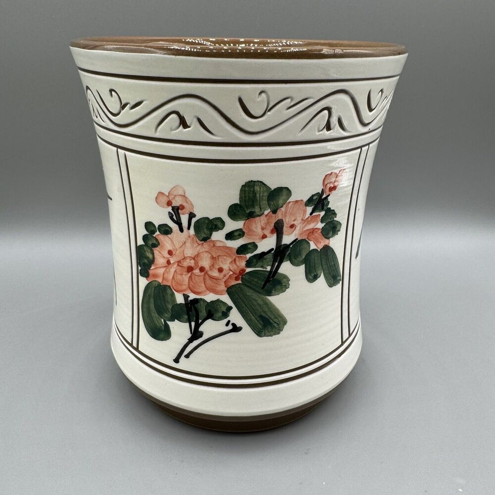 Terracotta Hand Painted Floral Glazed Planter